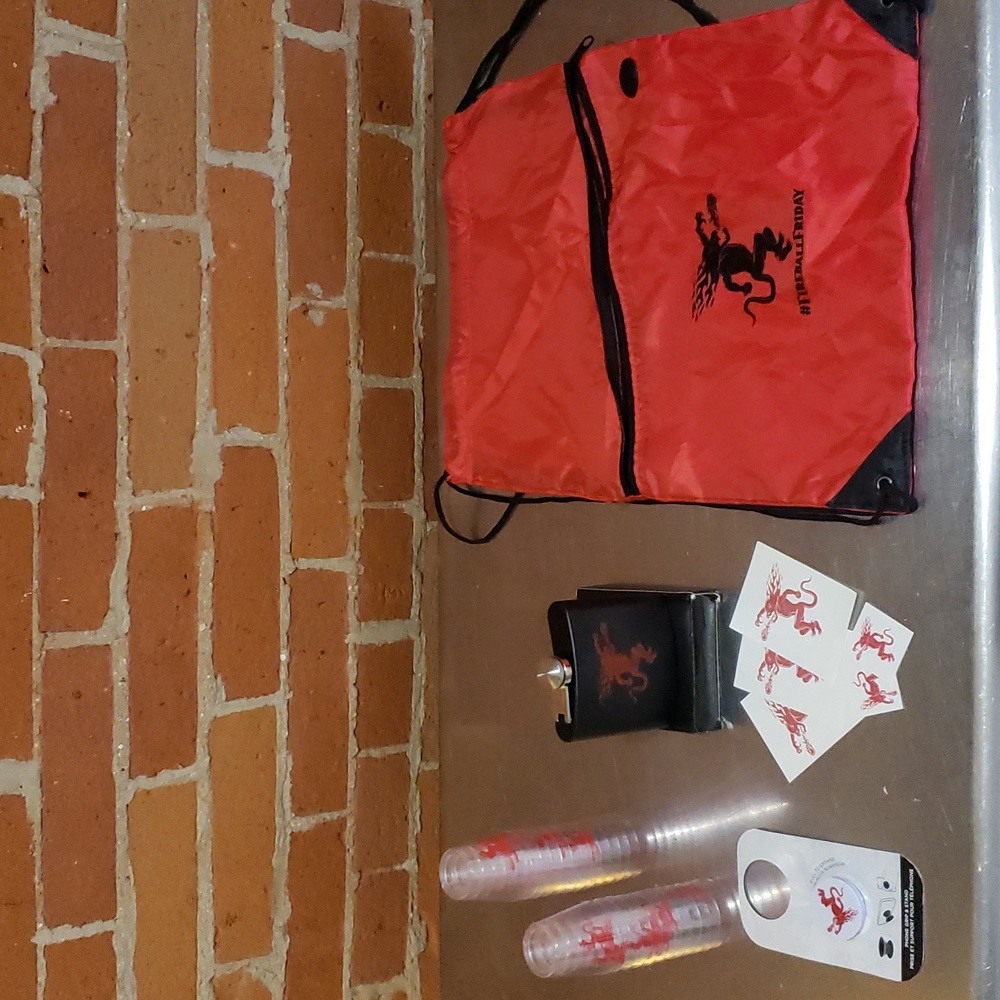 Fireball Accessories! Bag, Flask, Tatoos & 25 Shot Glasses